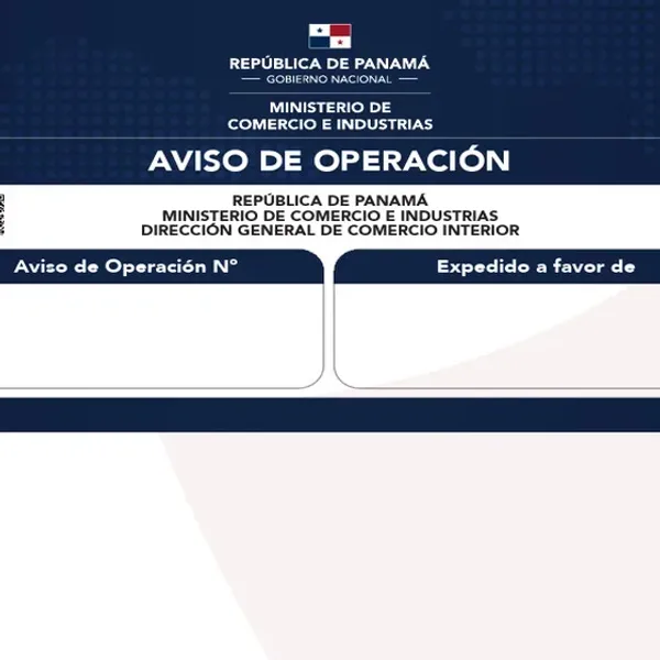 Muestra de un Aviso de Operación
